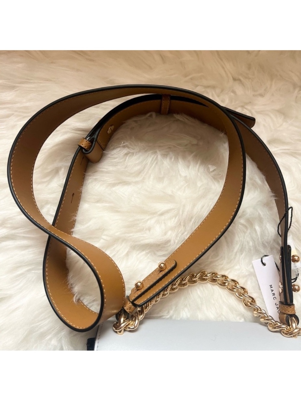 New! Marc Jacobs The Tuck Lock Leather Crossbody Shoulder Bag in Gray Multi - Picture 4 of 11
